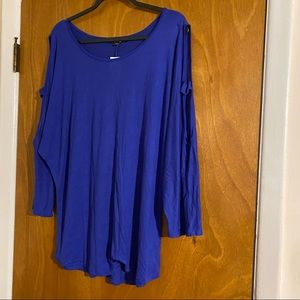 Royal blue long sleeve top with cut out arms 3X